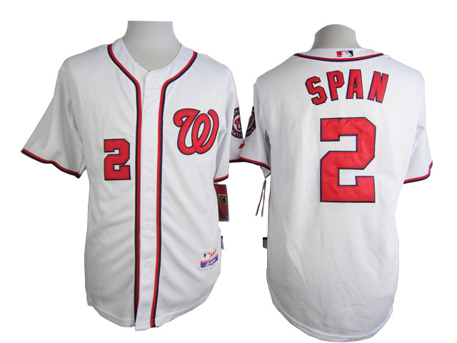 Men Washington Nationals #2 Span White MLB Jerseys